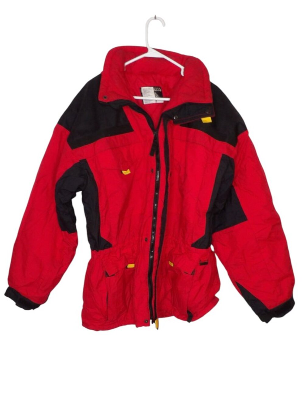 Vintage Edelweiss Ski Jacket Red and Black Full Zip Hooded Nylon Size large